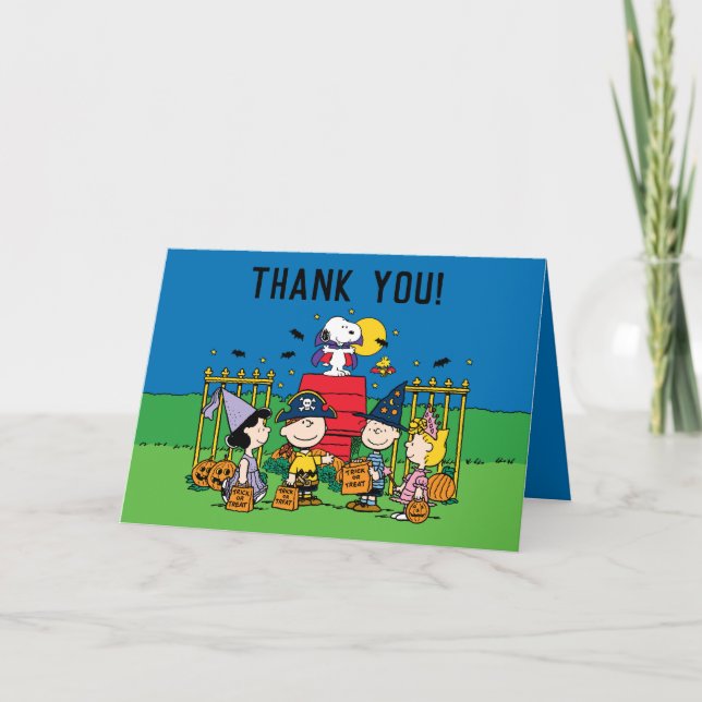 Carte De Remerciements Peanuts | Halloween Anniversaire Remerciement (Devant)