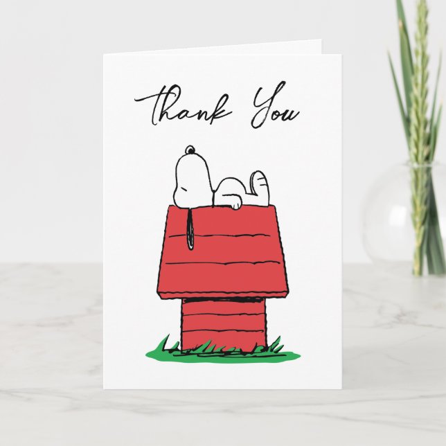 Carte De Remerciements Peanuts Snoopy Dog House | BABY SHOWER (Devant)