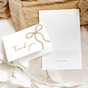 Carte De Remerciements Pearl Bow Elle se marie Élégante Fête de Fiançaill