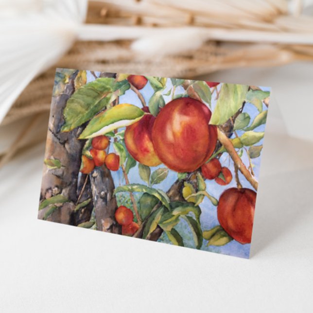 Carte De Remerciements Pêche à l'aquarelle Récolte de fruits du verger (Créateur téléchargé)