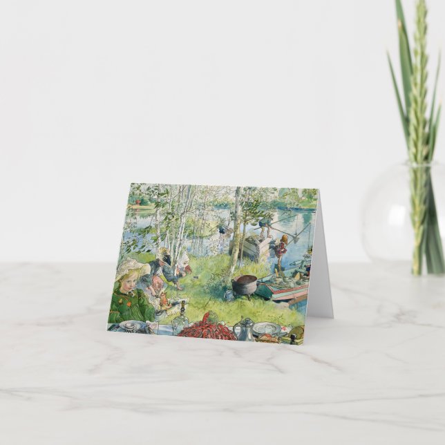 Carte De Remerciements Pêche à l'arc par Carl Larsson (Devant)