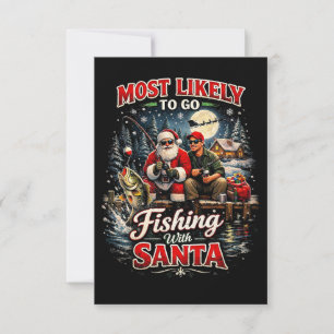 Carte De Remerciements Pêche avec le Père Noël