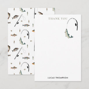 Carte De Remerciements Pêche Motif à thème de poisson de bâton et de bobi