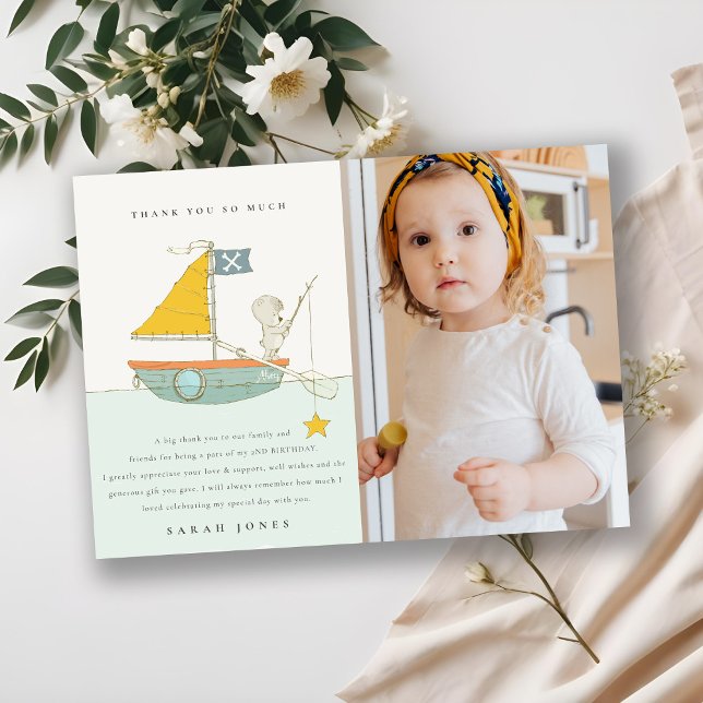 Carte De Remerciements Pêche Ours Photo Voilier Enfants N'importe quel âg (Créateur téléchargé)