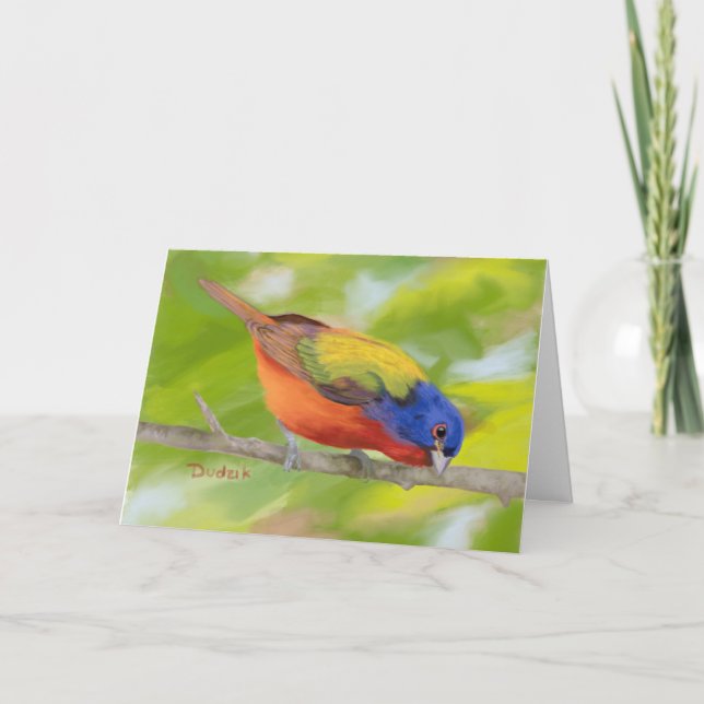 Carte De Remerciements Peint Bunting Oiseau Encouragement JW (Devant)