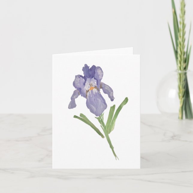 Carte De Remerciements Peinture à fleur d'Iris (Devant)