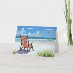 Carte De Remerciements Peinture à l'huile colorée du jour de la plage