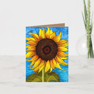 Carte De Remerciements Peinture Abstraite de tournesol