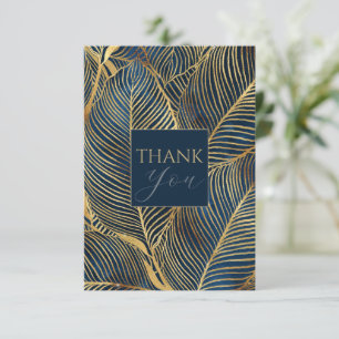 Carte De Remerciements Peinture Abstraite en or noir Fluide