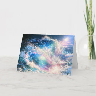 Carte De Remerciements Peinture abstraite vague rose aqua