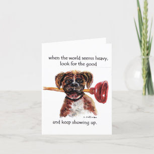 Carte De Remerciements peinture aquarelle Boxer + Paradis, histoire de fe