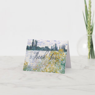 Carte De Remerciements Peinture artistique de Monet Rivière Fleurs Jaunes