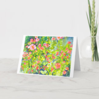 Carte De Remerciements peinture couleur eau de hollyhocks