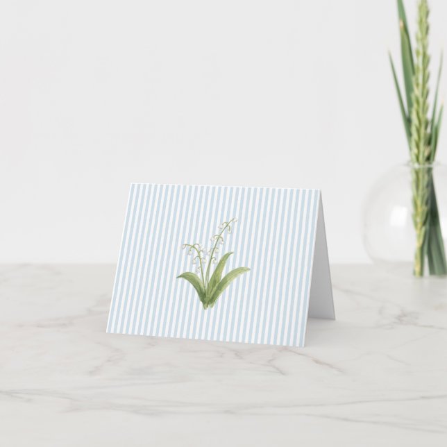 Carte De Remerciements Peinture de fleur de muguet à rayure bleue (Devant)