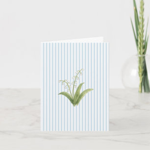 Carte De Remerciements Peinture de fleur de muguet à rayures bleues