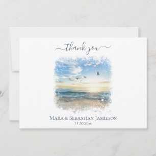 Carte De Remerciements *~* Peinture de plage océanique AR7 Mariage