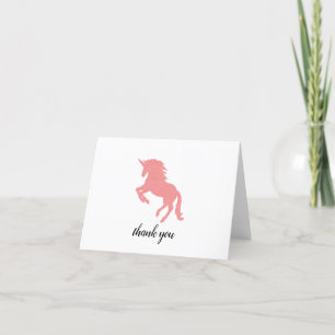 Carte De Remerciements Peinture Silhouette Unicorne rose