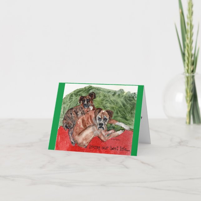 Carte De Remerciements Peinture Xmas Boxer (Devant)