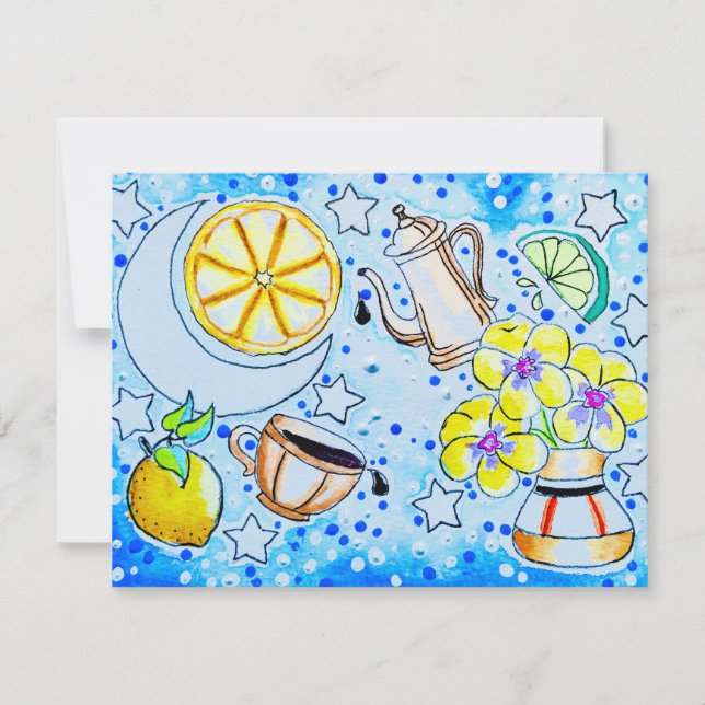 Carte De Remerciements Pensée et citron (Devant)