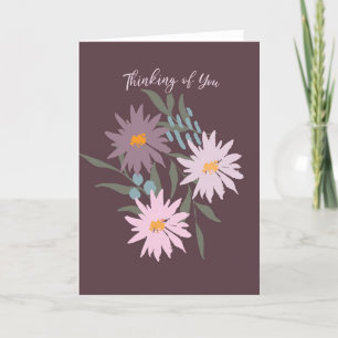 Carte De Remerciements Penser à vous Fleurs sauvages violet et rose