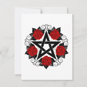 Carte De Remerciements Pentagramme aux roses rouges