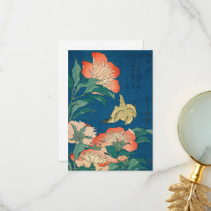 Carte De Remerciements Peonies et Canaries par Katsushika Hokusai