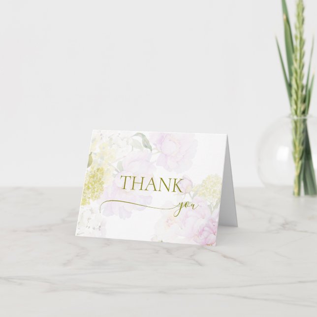 Carte De Remerciements Peonies Hydrangea Baby shower Pastel (Devant)