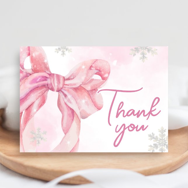 Carte De Remerciements Père Noël Baby Christmas Baby shower (Pink Coquette Winter Baby Shower Thank you Card)
