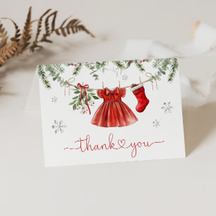 Carte De Remerciements Père Noël Baby Girl Baby shower de Noël d'hiver