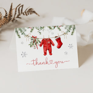 Carte De Remerciements Père Noël Baby Winter Baby shower de Noël
