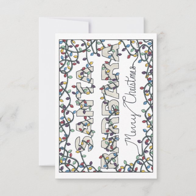 Carte De Remerciements Père Noël Barbara Christmas Lumières (Devant)