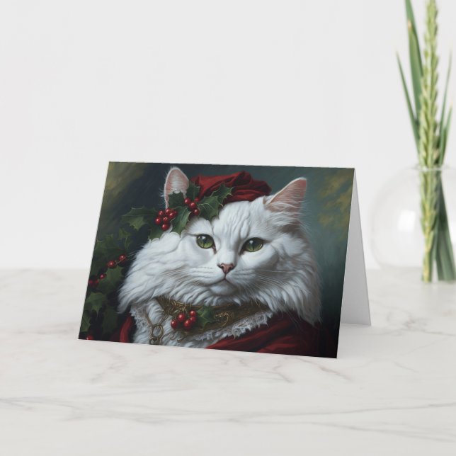 Carte De Remerciements Père Noël Cat Portrait (Devant)
