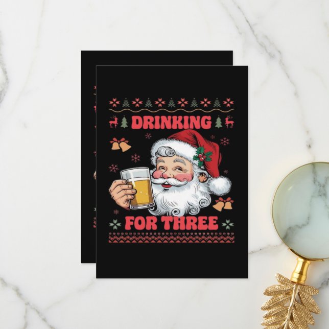 Carte De Remerciements Père Noël Couple Chirstmas (Devant/Arrière en situation)