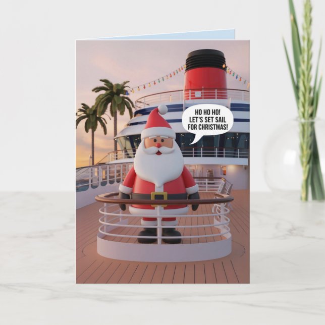 Carte De Remerciements Père Noël en croisière salutations Sea chrimbo (Devant)