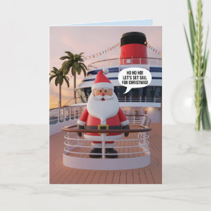 Carte De Remerciements Père Noël en croisière salutations Sea chrimbo