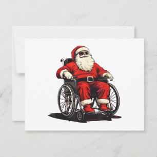 Carte De Remerciements Père Noël lunettes de soleil en fauteuil roulant p