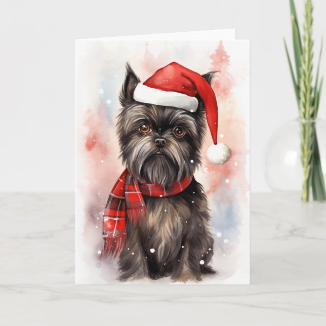 Carte De Remerciements Père Noël Paws Festive Affenpinscher Chien Noël (Devant)