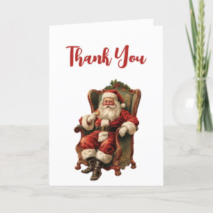 Carte De Remerciements Père Noël vintage Noël traditionnel