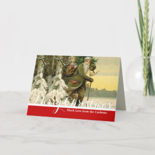 Carte De Remerciements Père Noël vintage Noël victorien vacances Arbre 