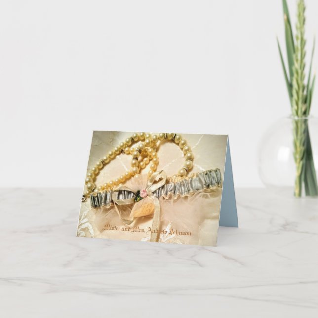 Carte De Remerciements Perles élégantes et thème de dentelle (Devant)