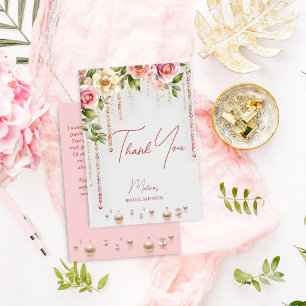 Carte De Remerciements Perles et prosecco élégant enterrement de vie de j