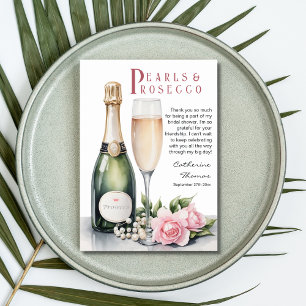 Carte De Remerciements Perles et Prosecco : Élégante Fête de Mariage Flor