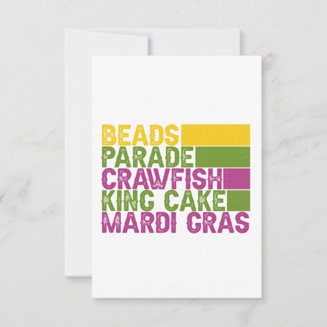 Carte De Remerciements Perles Parades King Cake Crawfish Mardi Gras Cadea (Devant)