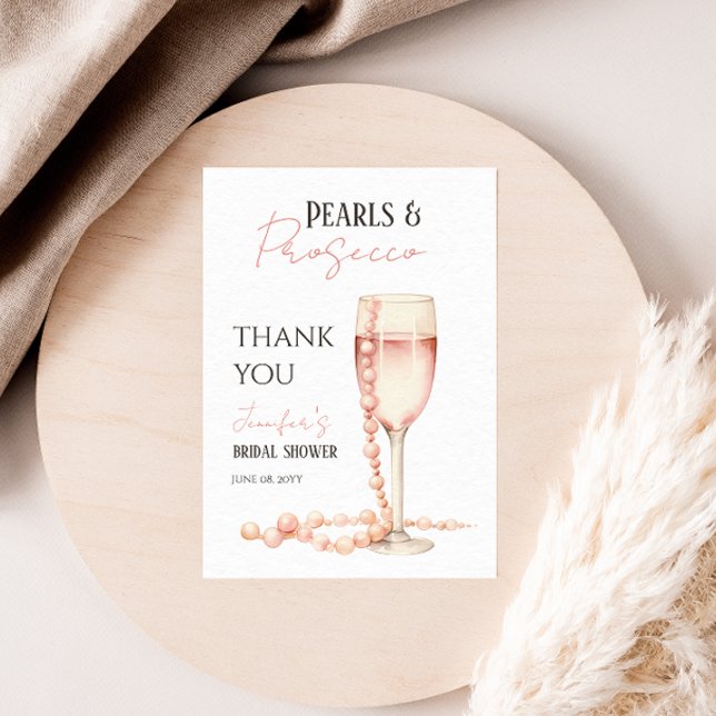 Carte De Remerciements Perles & Prosecco Faveur de mariage rose pâle (Créateur téléchargé)