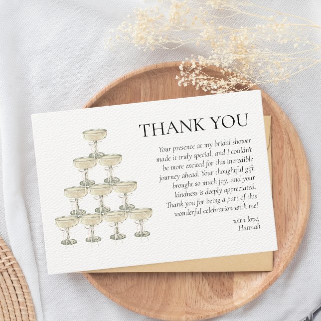 Carte De Remerciements Perles & Prosecco Réception de Mariage (thank you bridal shower pearls and prosecco)