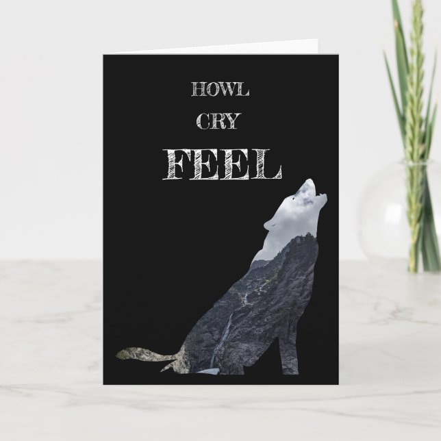 Carte De Remerciements Perosnalized, Wolf Howling Card (Devant)