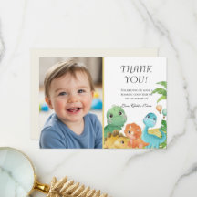 Personalized Dino 1st Birthday Thank You