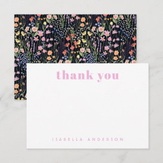 Carte De Remerciements Personalized Elegant Wildflowers Dark Background