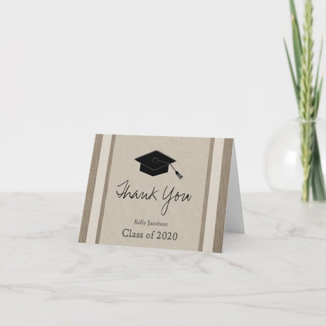 Carte De Remerciements Personalized Graduation Thank You Card — Burlap (Devant)