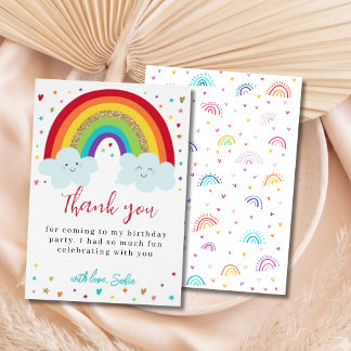 Carte De Remerciements Personalized Rainbow Birthday Thank You Card Cute 